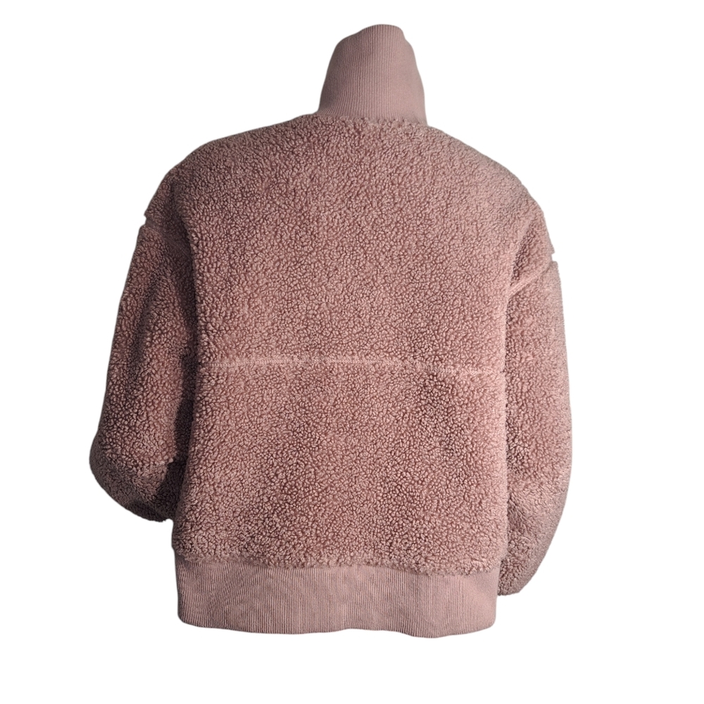 Joy Lab Women Oversized Fleece Jacket M Pullover Half Zipper Mock Neck Old Pink - Picture 8 of 16